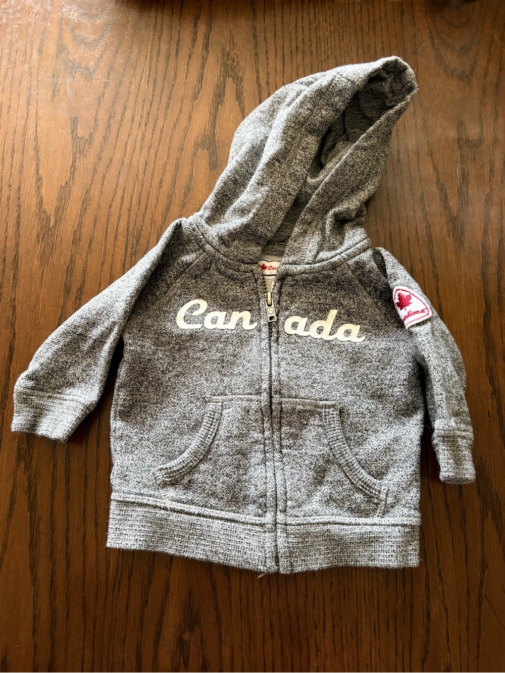 Kids' Gray 'Canada' Hooded Zip-Up Sweatshirt